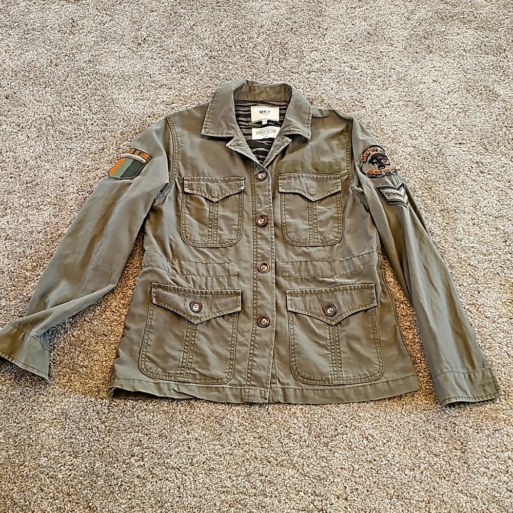 MKT Studio ladies military style jacket. Size 36 or S. Olive color.  100% cotton